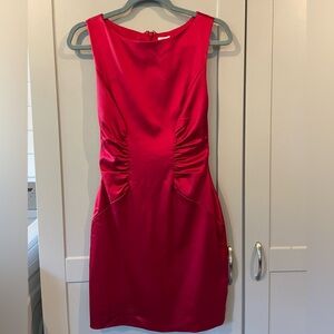 Cache Red Sleeveless Ruched Sheath Dress